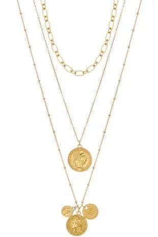 Multi-Layered Coin Pendant Necklace Jolie Vaughan | Online Clothing Boutique near Baton Rouge, LA