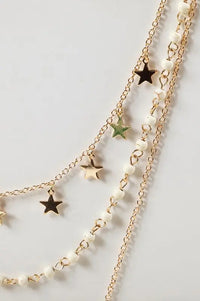 Multi Layered Half Moon Stars Stone Beads Necklace Jolie Vaughan | Online Clothing Boutique near Baton Rouge, LA