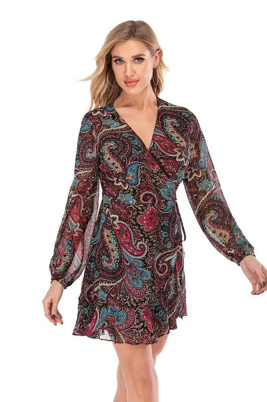 Paisley V-Neck Look-at-Me Wrap Dress Jolie Vaughan | Online Clothing Boutique near Baton Rouge, LA