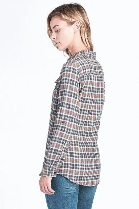 Quinn Casual Plaid Flannel Long-Sleeved Shirt Jolie Vaughan | Online Clothing Boutique near Baton Rouge, LA