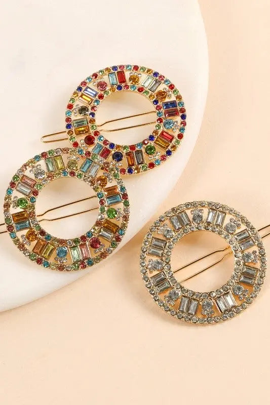 Rainbow Jewels Round Hair Clip Jolie Vaughan | Online Clothing Boutique near Baton Rouge, LA