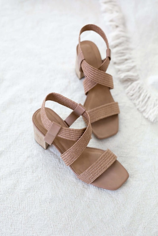 Resort Rattan Strappy Low Block Heel Shoes – Jolie Vaughan Boutique