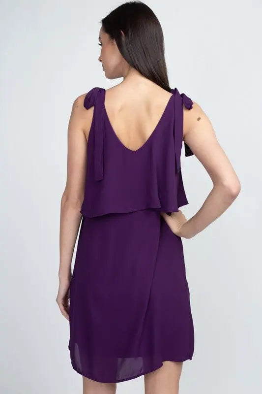 Shoulder-Tie V-Neck Ruffle Shift Dress Jolie Vaughan | Online Clothing Boutique near Baton Rouge, LA