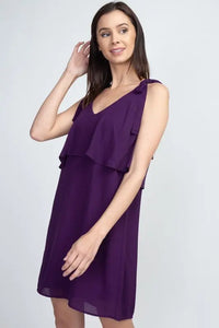 Shoulder-Tie V-Neck Ruffle Shift Dress Jolie Vaughan | Online Clothing Boutique near Baton Rouge, LA
