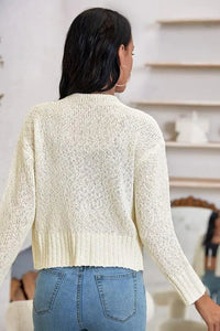 Slouchy Sheer Knit Button Down Crop Cardigan Jolie Vaughan | Online Clothing Boutique near Baton Rouge, LA