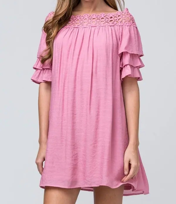 Tea Time Tiered Ruffle Sleeve Tunic Dress Jolie Vaughan | Online Clothing Boutique near Baton Rouge, LA