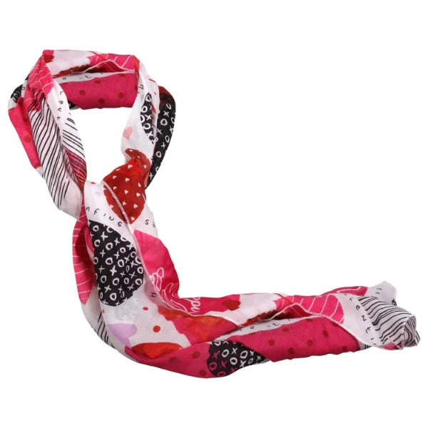 Give Yourself a Hug Scarf Jolie Vaughan Mature Women's Clothing Online Boutique Valentines Scarf-hearts-gifts-valentines gifts for her-mature women's clothing-bright-festive-hearts-red-scarf