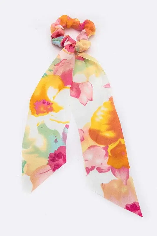 Watercolor Floral Print Scarf Scrunchie Jolie Vaughan | Online Clothing Boutique near Baton Rouge, LA