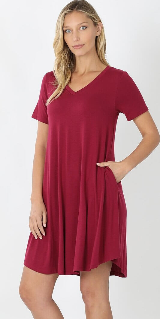 V-Neck Pocket T-Shirt Dress | Dresses for Mature Women Jolie Vaughan Boutique V-Neck Pocket T-Shirt Dress | Dresses for Mature Women Jolie Vaughan Boutique
