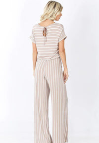 You Had Me at First Stripe Short Sleeve Jumpsuit Jolie Vaughan | Online Clothing Boutique near Baton Rouge, LA