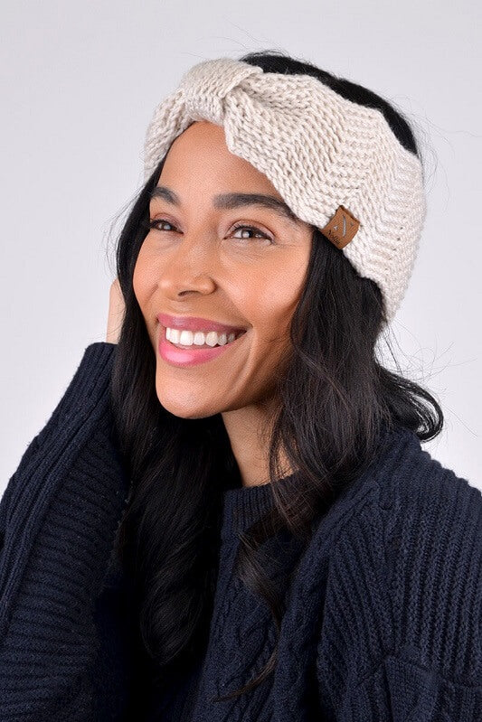 Knotted Bow-Front Chunky Knit Headband