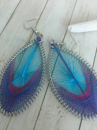 Colored String Earrings,Coiled Thread Teardrop Earrings, Fun Earrings