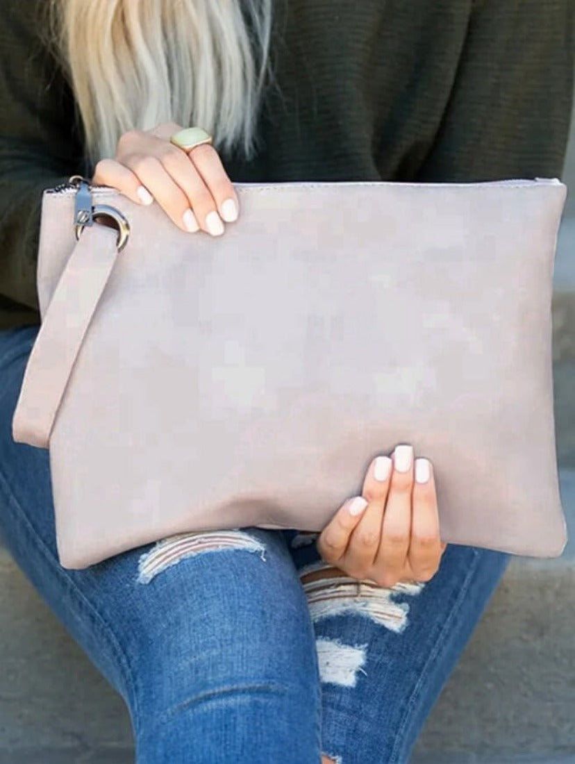 Versatile Oversized Clutch Handbag with Zipper and Inside Pocket