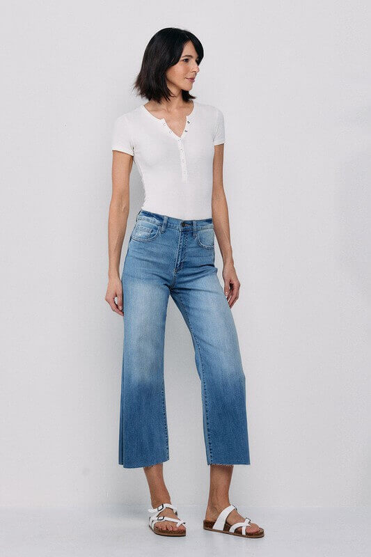 Judy Blue Olive High Waist Control Top Cropped Wide Leg Jeans - Boujee  Boutique
