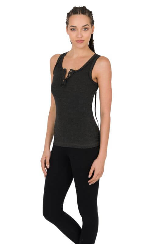 Neutral Ribbed Button Front Layering Tank