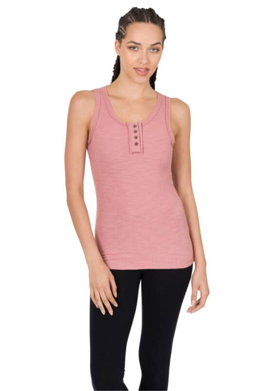 Neutral Ribbed Button Front Layering Tank
