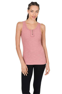 Neutral Ribbed Button Front Layering Tank