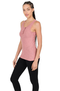 Neutral Ribbed Button Front Layering Tank