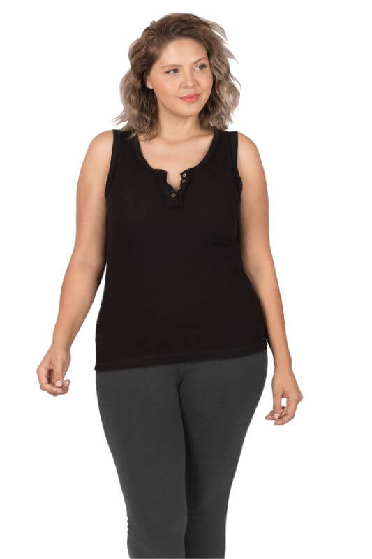 Neutral Ribbed Button Front Layering Tank