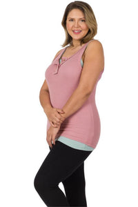 Neutral Ribbed Button Front Layering Tank