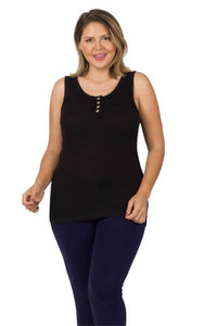 Neutral Ribbed Button Front Layering Tank
