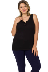 Neutral Ribbed Button Front Layering Tank