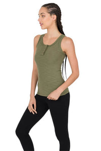 Neutral Ribbed Button Front Layering Tank
