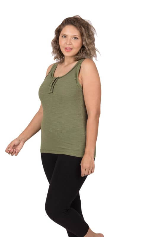 Neutral Ribbed Button Front Layering Tank