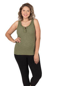 Neutral Ribbed Button Front Layering Tank