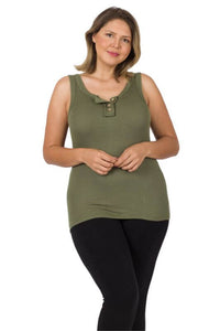 Neutral Ribbed Button Front Layering Tank