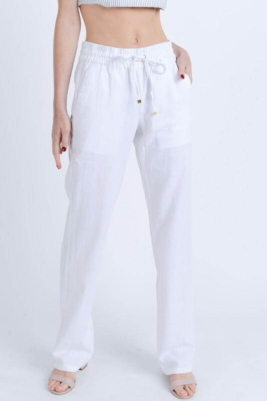 Drawstring Linen Pants - Women's Pants - Lattelierstore