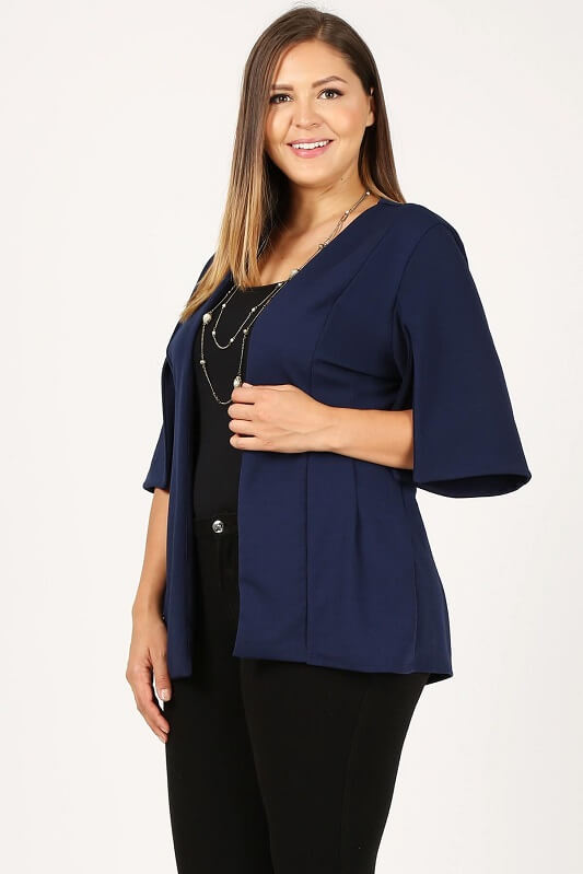 Erin Fitted Split Sleeve Open-Front Blazer | Mature Women's Clothing Boutique Jolie Vaughan Boutique Erin Fitted Split Sleeve Open-Front Blazer | Mature Women's Clothing Boutique Jolie Vaughan Boutique