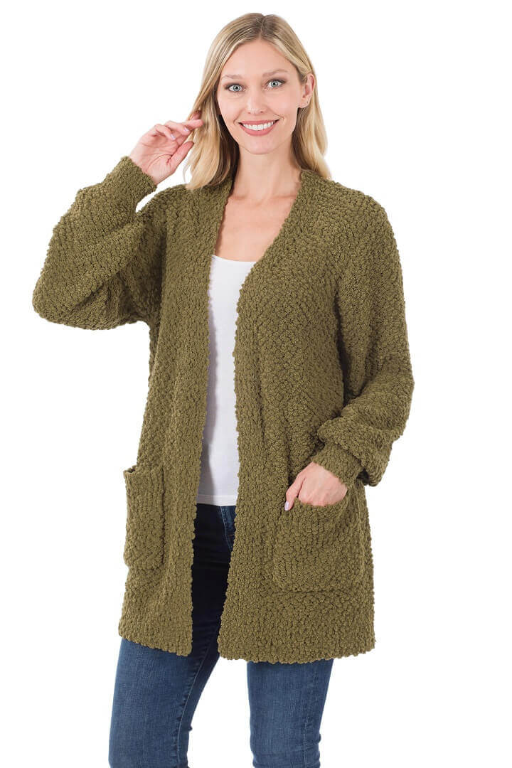 Brandy‎ Melville Women's Oatmeal Wool Blend Open Front Cardigan Sweater Sz.  OS