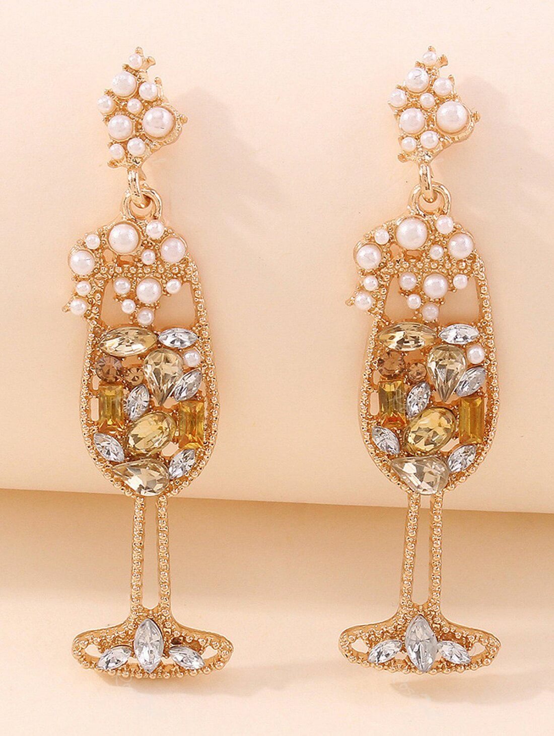 Champagne hot sale glass earrings