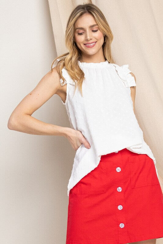 Red Button Front High Waist Skirt