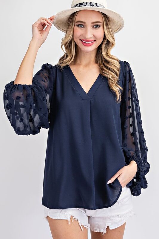 Sheer cheap navy blouse