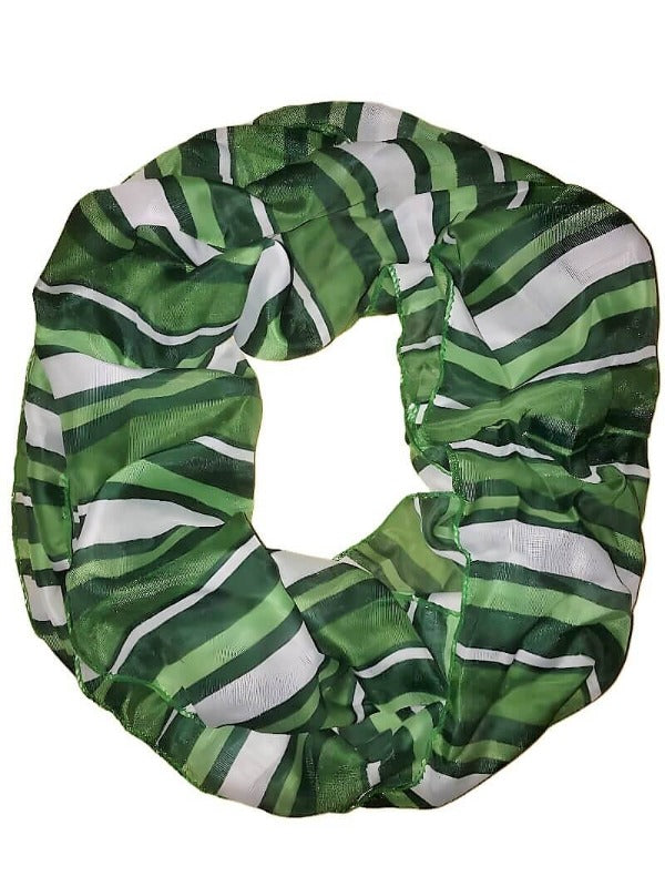 Green White Striped Infinity Scarf