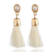 silky tassel, gold filled cap, manmade opal gem stone-The colorful tassel earrings are as cute as the buttons! They look like the angels! These dangle earrings feature oval top and gold cap to hold the silky tassels. They come in 6 colors-