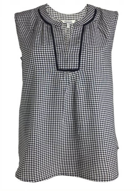Pink gingham dress, green gingham dress, navy gingham blouse, navy and white gingham shirt, gigam top, draper james, pinke and white gingham shirt, sleeveless shirt, sleeveless blouse, shirts, mature womens shirts, womens tops, mature womens top, mature women clothing, jolie j, jolie girl, jolie vaughan
