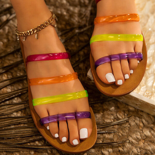 Rainbow Jelly Sandals Jolie Vaughan Boutique